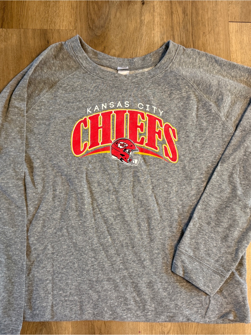 NFL Kansas City Chiefs Gray Crewneck with Red & Yellow Logo